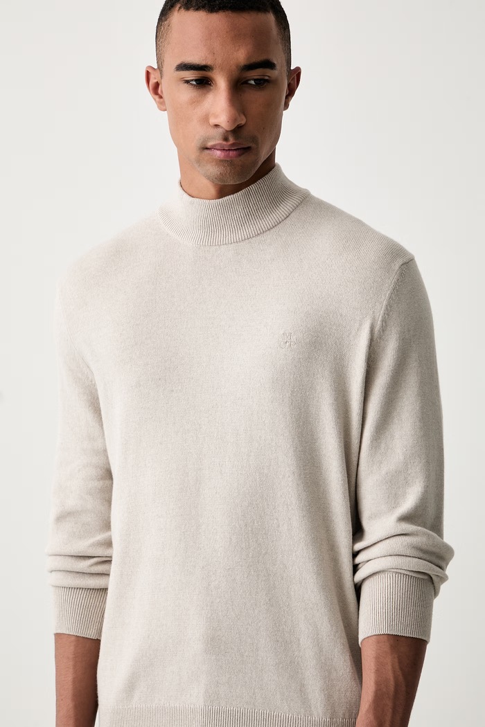 Marc O'Polo sweter męski z dodatkiem wełny beżowy 5000011995