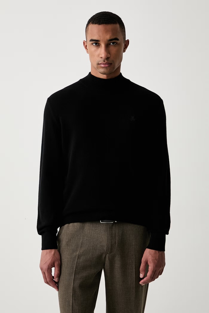Marc O'Polo sweter męski z dodatkiem wełny czarny 5000011995