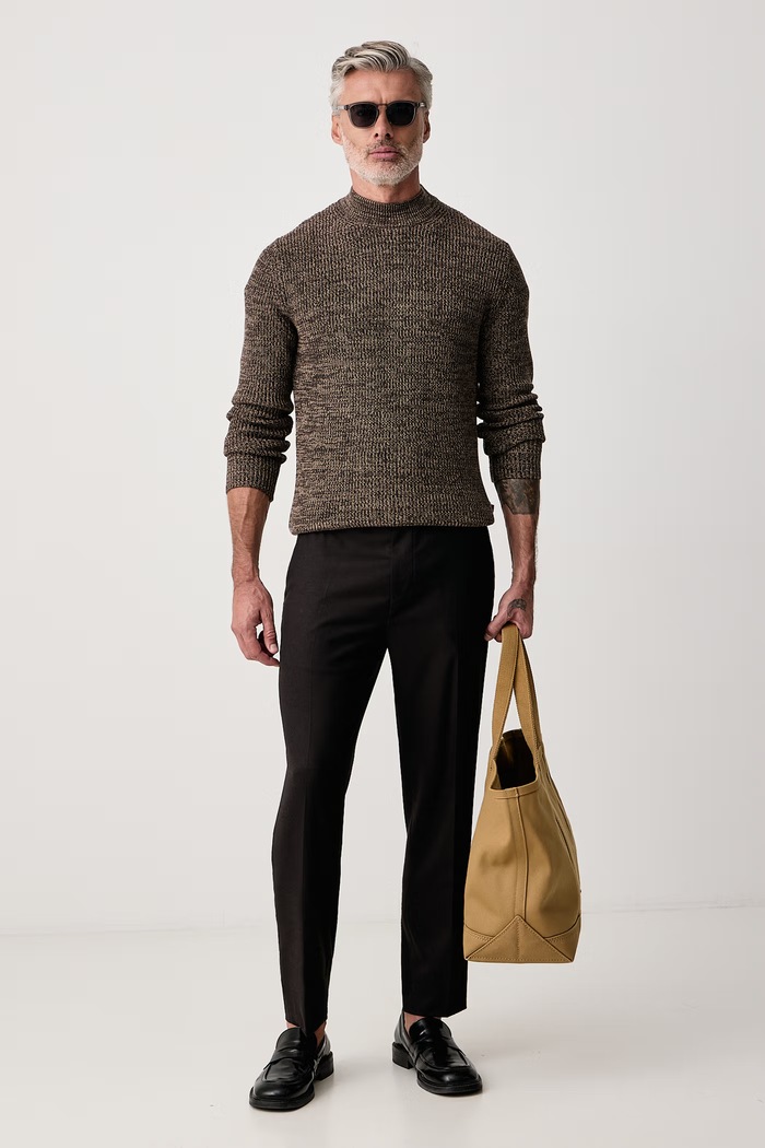 Joop! Sweter męski z dodatkiem wełny 30104686 brązowy AW26