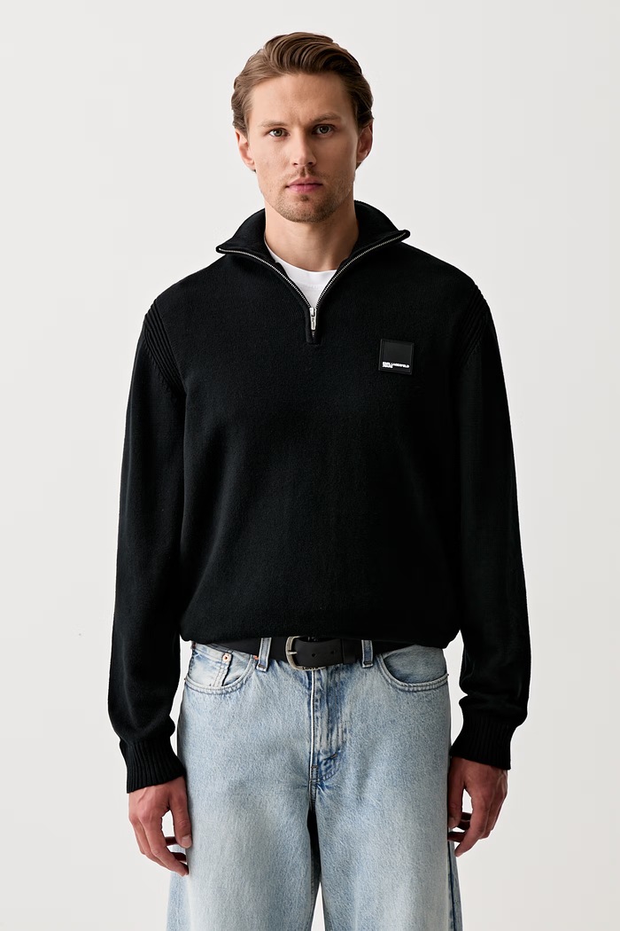 Karl Lagerfeld Jeans półgolf męski z bawełną czarny B3M18005