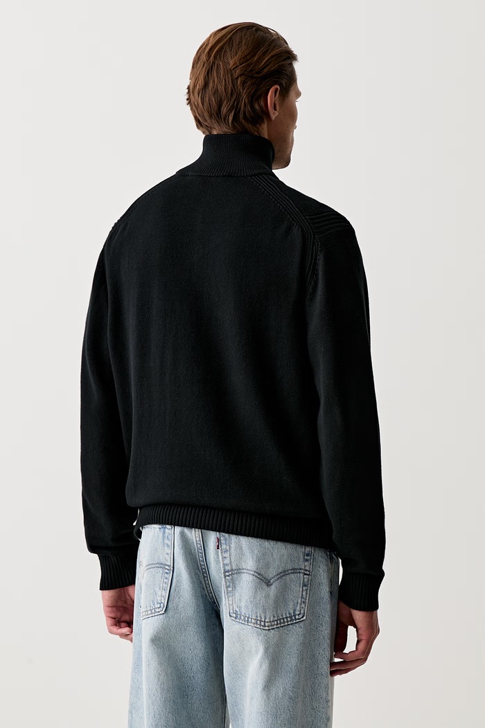 Odzież Karl Lagerfeld Jeans półgolf męski z bawełną B3M18005 czarny
