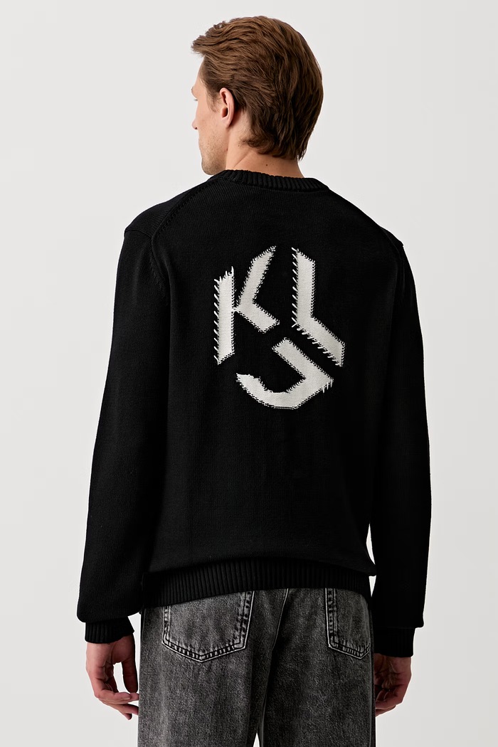 Karl Lagerfeld Jeans sweter męski bawełniany czarny B3M18004