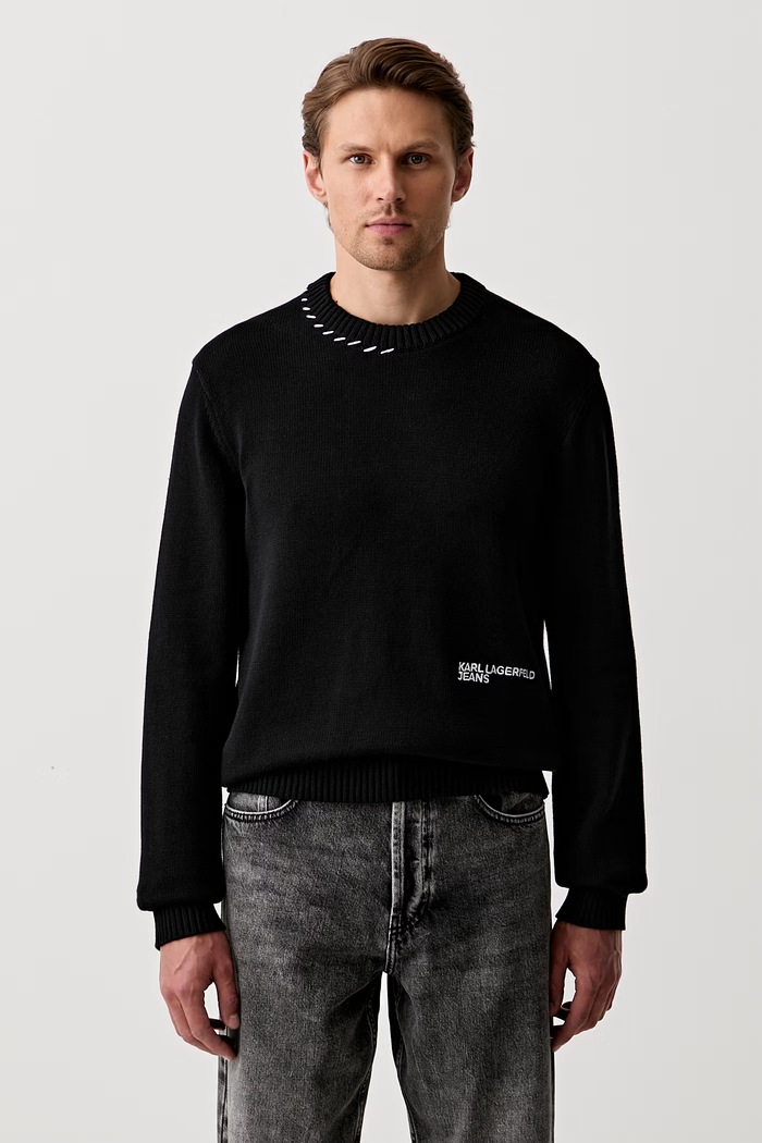Odzież Karl Lagerfeld Jeans sweter męski bawełniany B3M18004 czarny