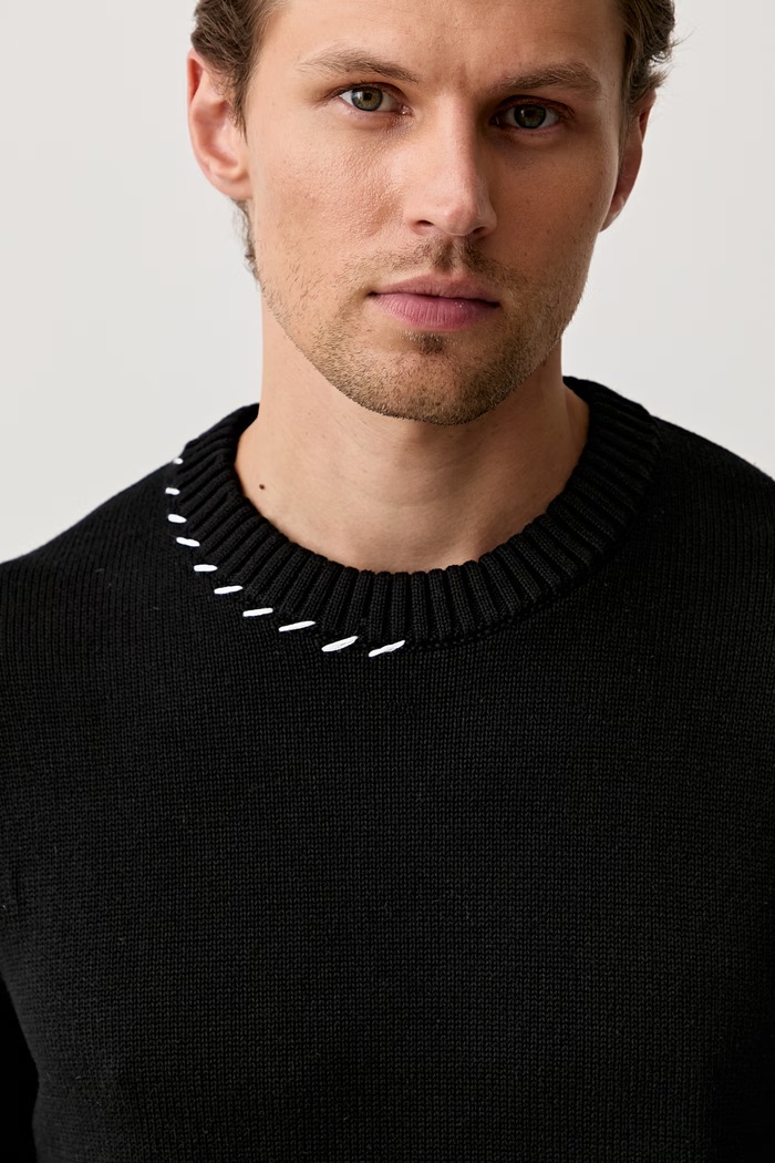 Karl Lagerfeld Jeans sweter męski bawełniany czarny B3M18004