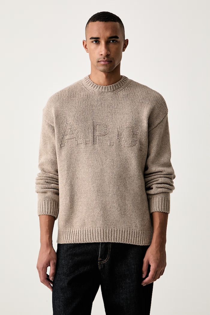 A.P.C. sweter męski wełniany pull george beżowy WOATJ.H23506