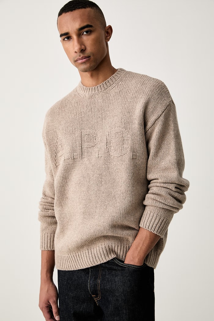 A.P.C. sweter męski wełniany pull george beżowy WOATJ.H23506