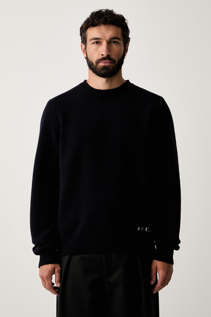 A.P.C. sweter męski wełniany pull edmond granatowy WOASW.H23491