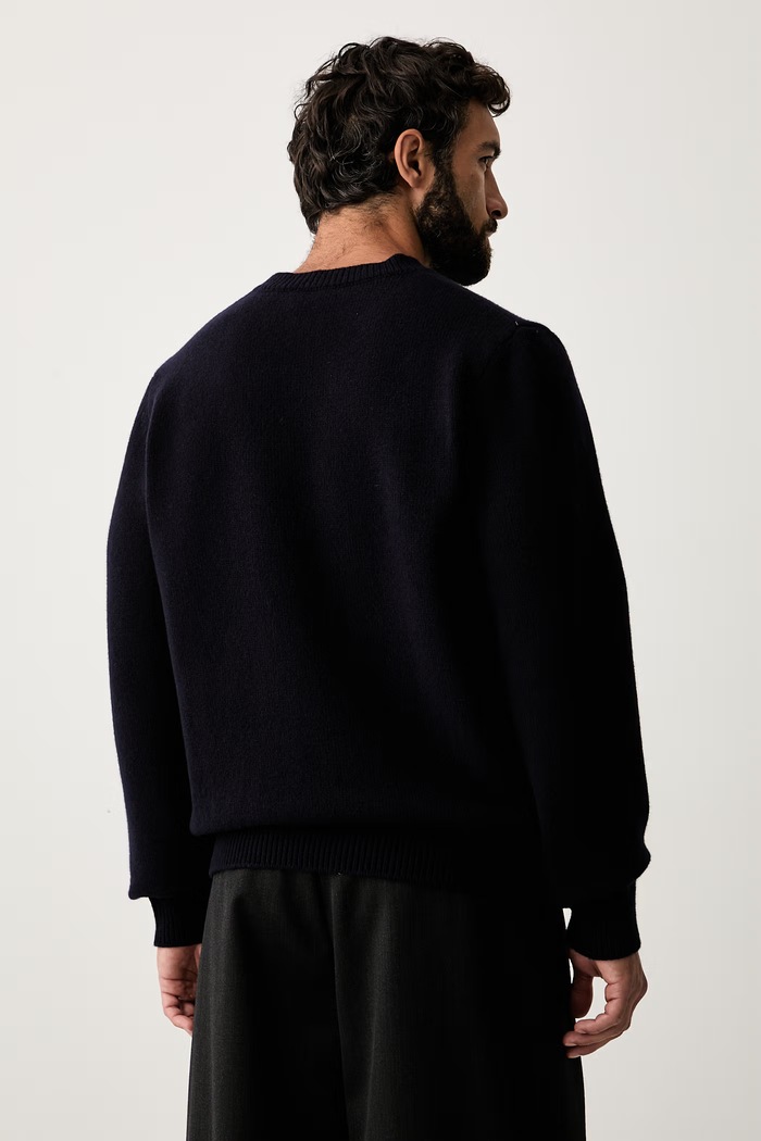 Odzież A.P.C. sweter męski wełniany pull edmond WOASW.H23491 granatowy