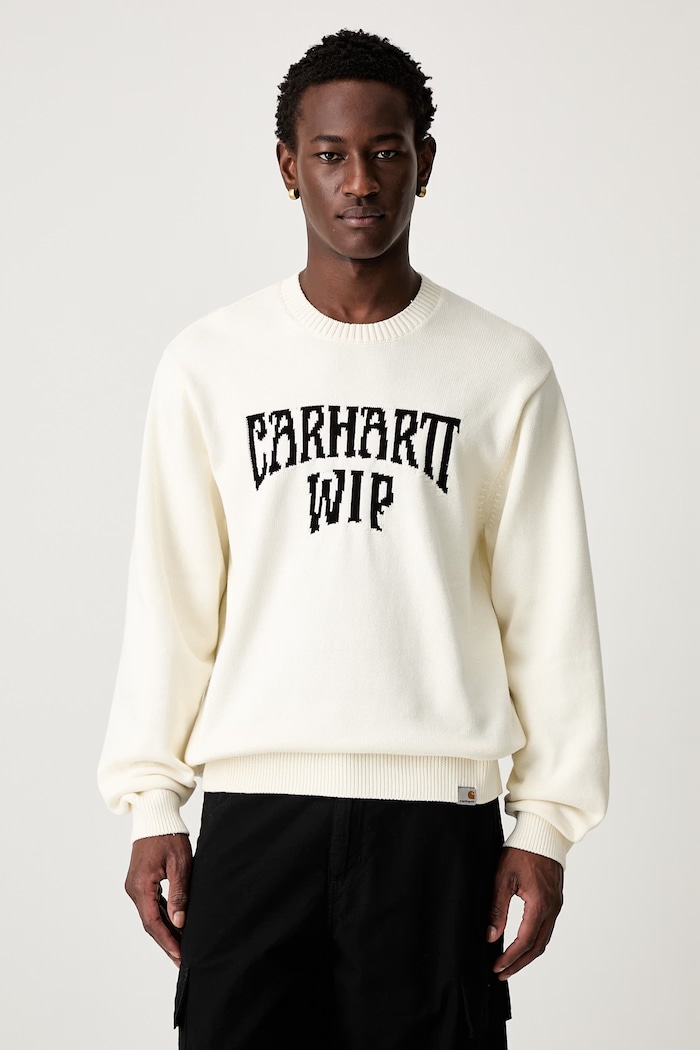 Carhartt WIP Deck maglione in cotone da uomo beige I036847