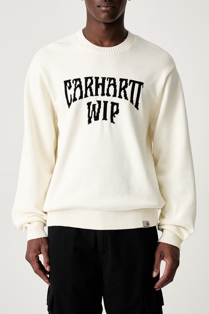 Carhartt WIP Deck maglione in cotone da uomo beige I036847