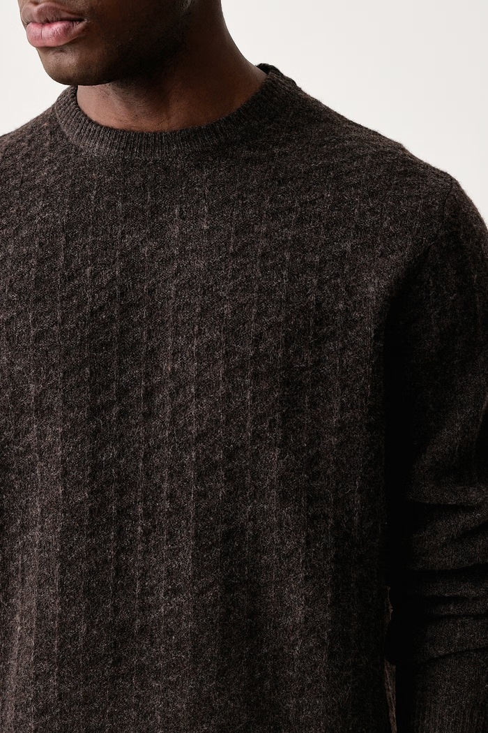 Sweter męski z dodatkiem wełny Lindbergh 30.805043 brązowy