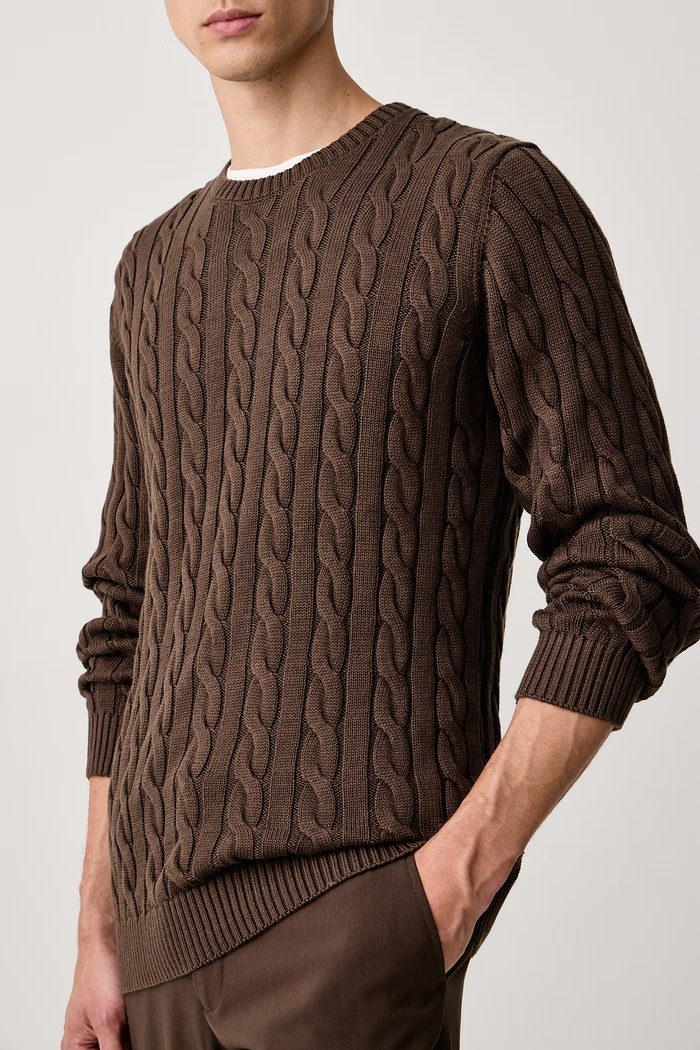 Sweter męski z wełną Lindbergh 30.804124 brązowy