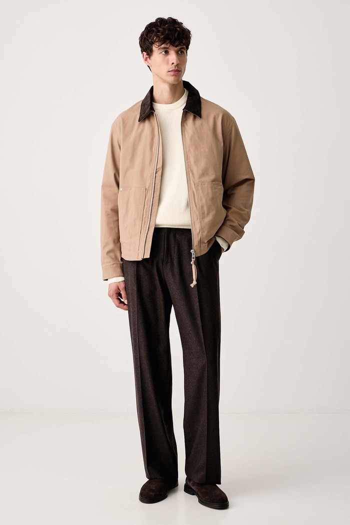 Lindbergh Sweter męski z bawełną 30.804037 beżowy AW26