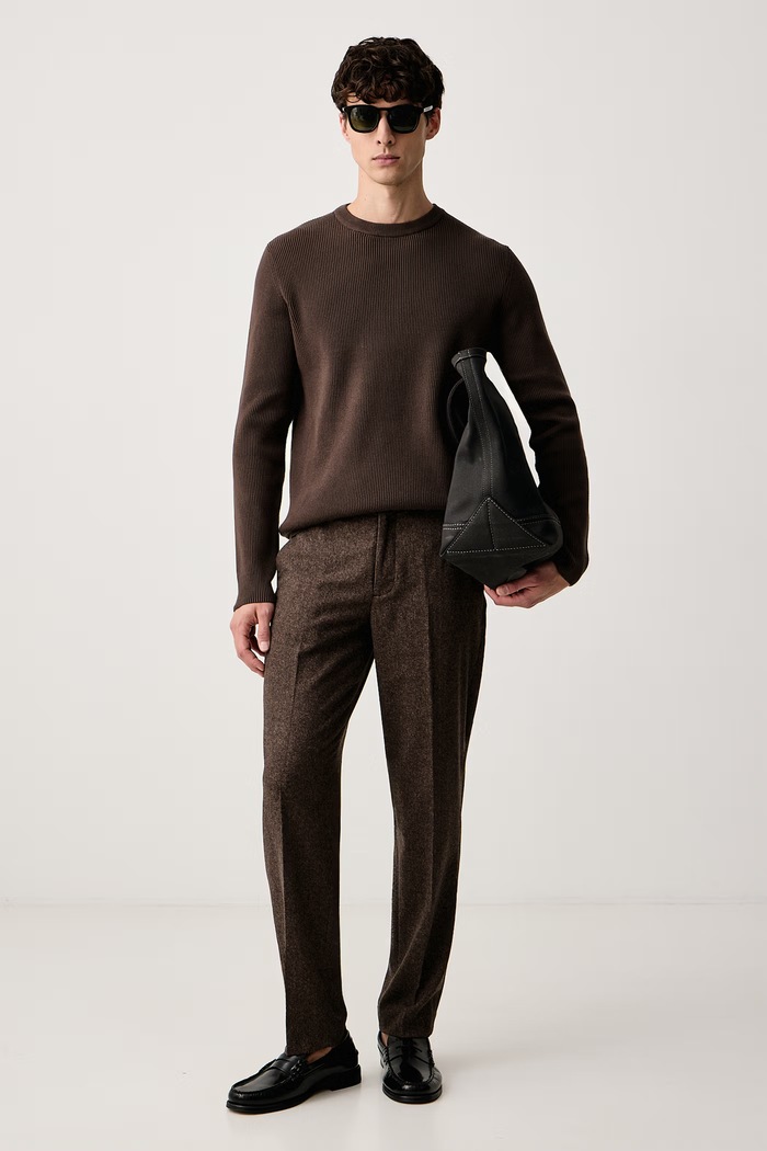 Lindbergh Sweter męski z bawełną 30.804037 brązowy AW26