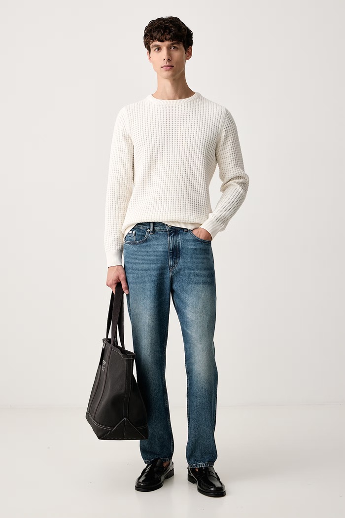 Lindbergh Sweter męski z bawełną 30.800184 biały AW26