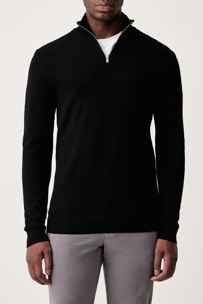 Sweter męski z wiskozą Lindbergh 30.800173 czarny