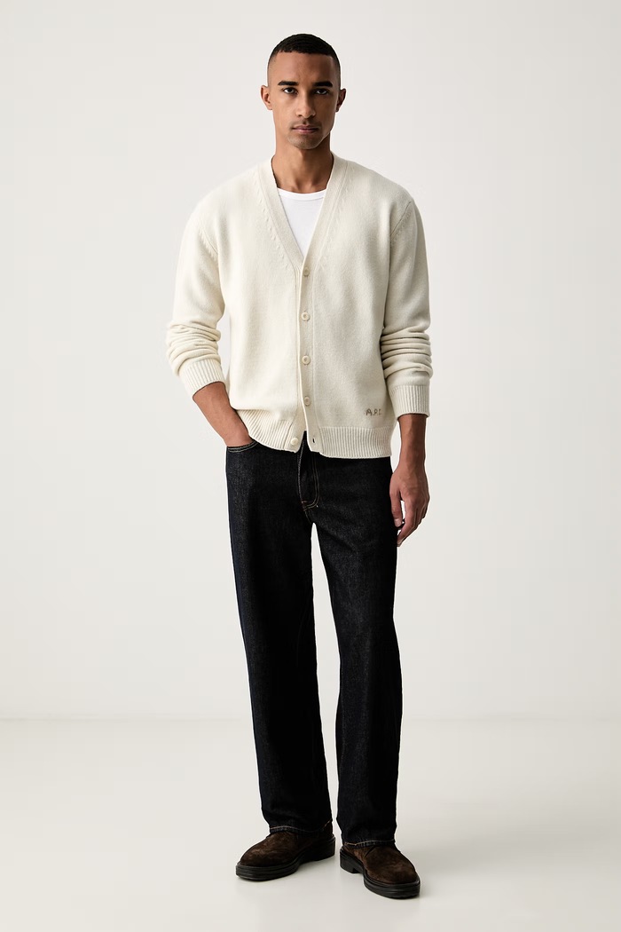 A.P.C. kardigan męski wełniany kevin WOASW.H22020 beżowy AW26