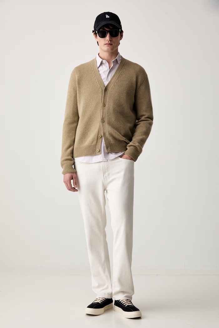 A.P.C. kardigan męski wełniany kevin WOASW.H22020 beżowy AW26