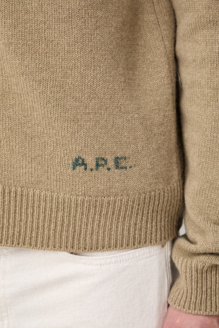 A.P.C. kardigan męski wełniany kevin WOASW.H22020 beżowy