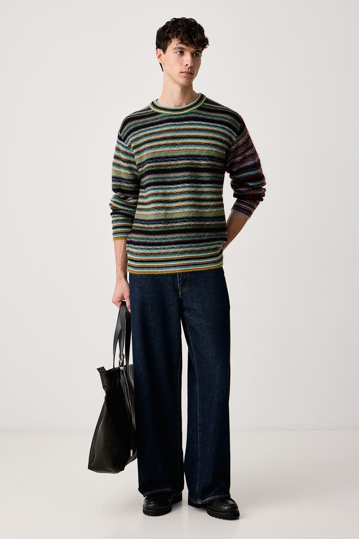 PS Paul Smith Sweter męski z dodatkiem wełny M2R.A074.W22832 zielony AW26