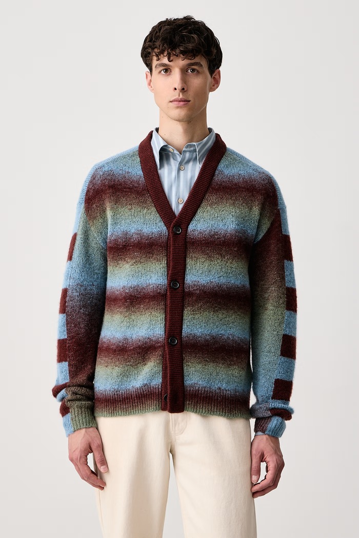 PS Paul Smith Kardigan męski z wełną merino niebieski M2R.A065.W22833
