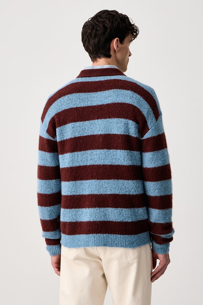 Odzież PS Paul Smith Kardigan męski z wełną merino M2R.A065.W22833 niebieski