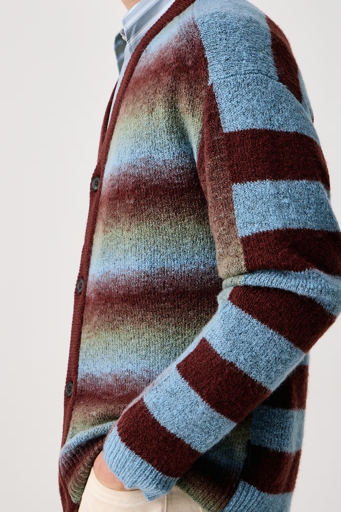 Kardigan męski z wełną merino PS Paul Smith M2R.A065.W22833 niebieski