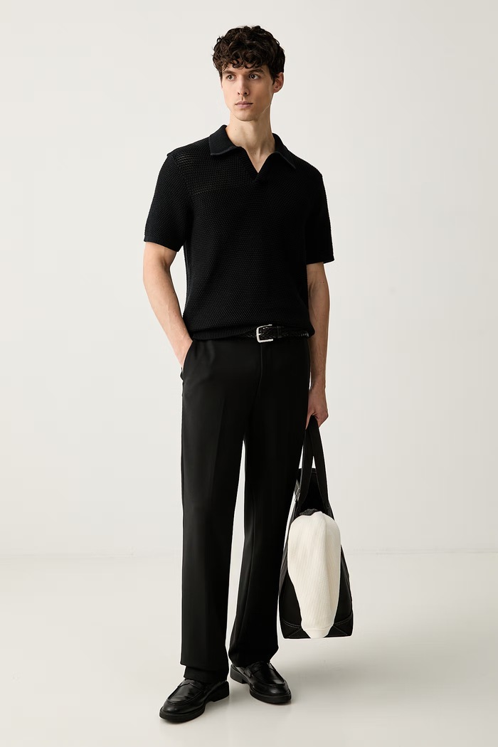 Michael Kors polo męskie z bawełną CT660L5H8N czarny AW26