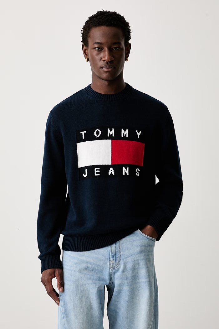 Tommy Jeans pulover za muškarce od pamuka mornarsko plava DM0DM23413