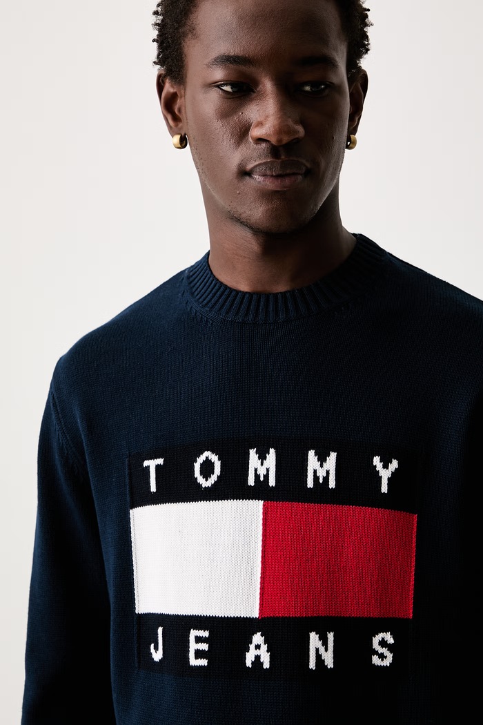 Tommy Jeans pulover za muškarce od pamuka mornarsko plava DM0DM23413