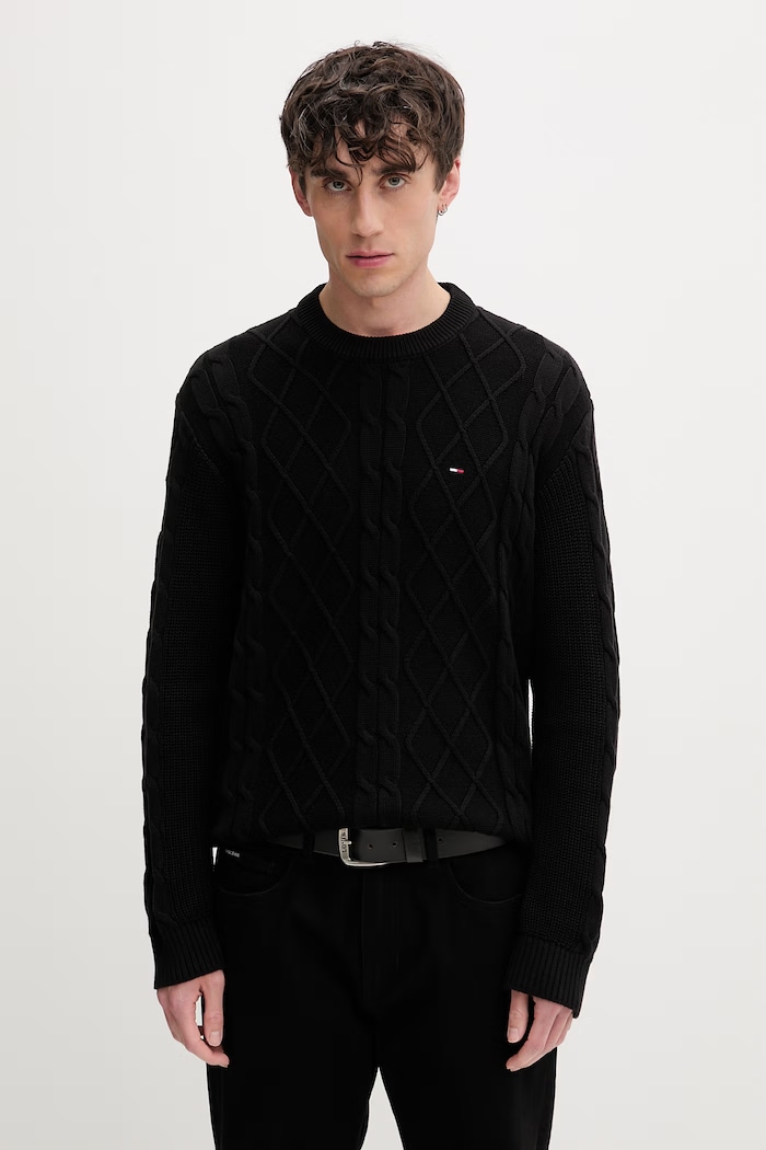 Tommy Jeans pulover pentru bărbați, din bumbac negru DM0DM23405