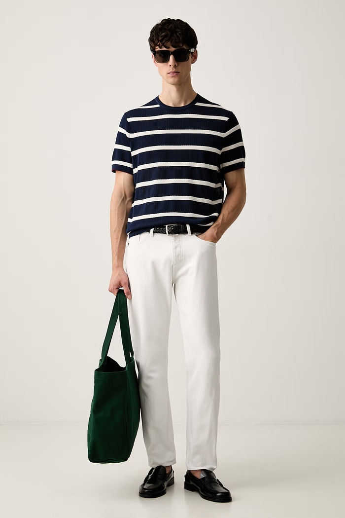 Tommy Hilfiger pletena majica moška bombažna MW0MW43942 mornarsko modra AW26