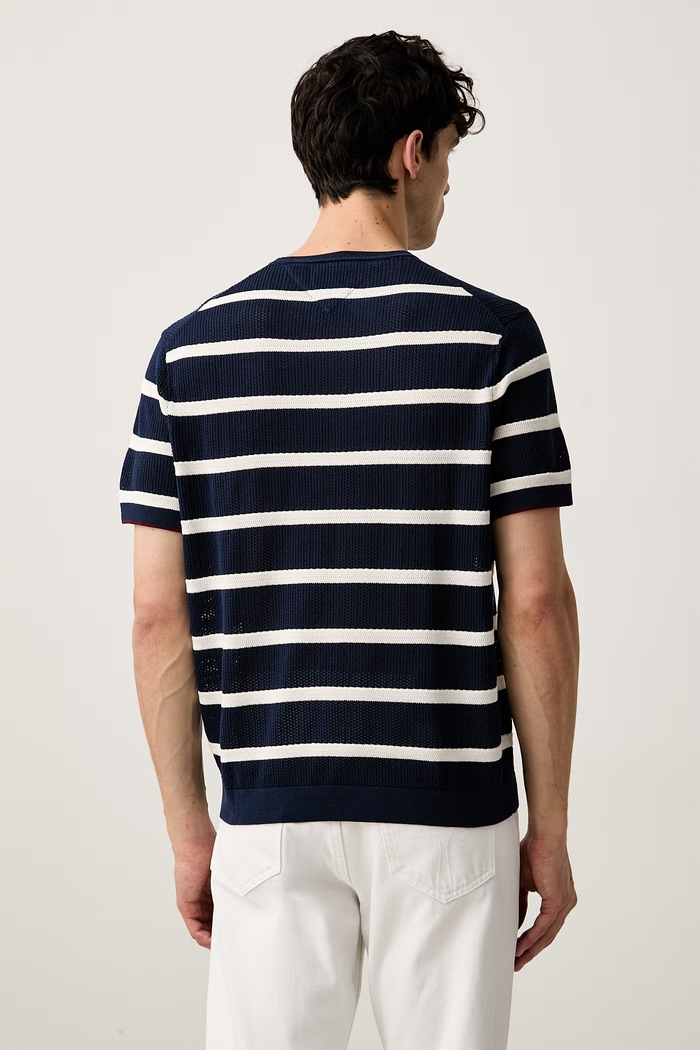 Oblačila Tommy Hilfiger pletena majica moška bombažna MW0MW43942 mornarsko modra