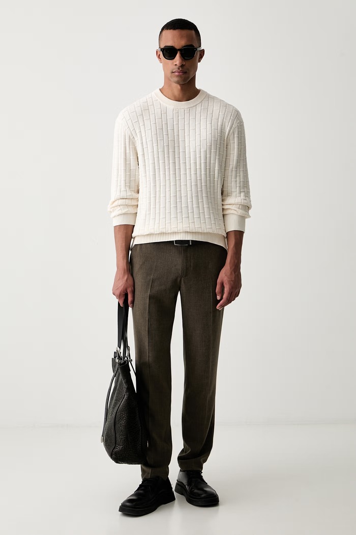 Tommy Hilfiger πουλόβερ ανδρικό βαμβακερό MW0MW43261 μπεζ AW26