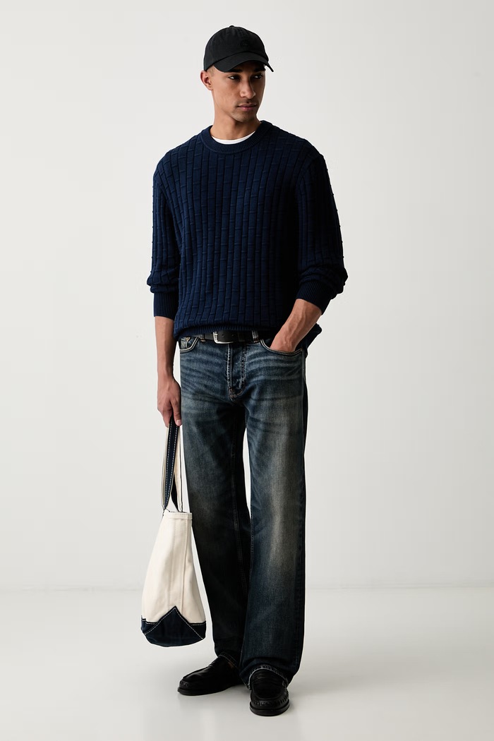 Tommy Hilfiger pulover moški bombažen MW0MW43261 mornarsko modra AW26