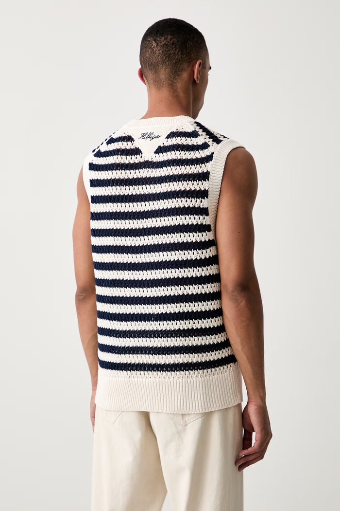Ρούχα Tommy Hilfiger γιλέκο ανδρικό βαμβακερό MW0MW43248 μπεζ