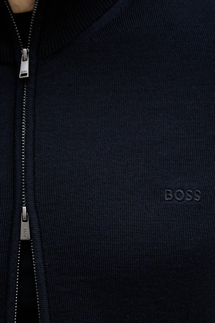 BOSS sveter na gombíky pánsky vlnený H-Balonso-L 50571915 tmavomodrá