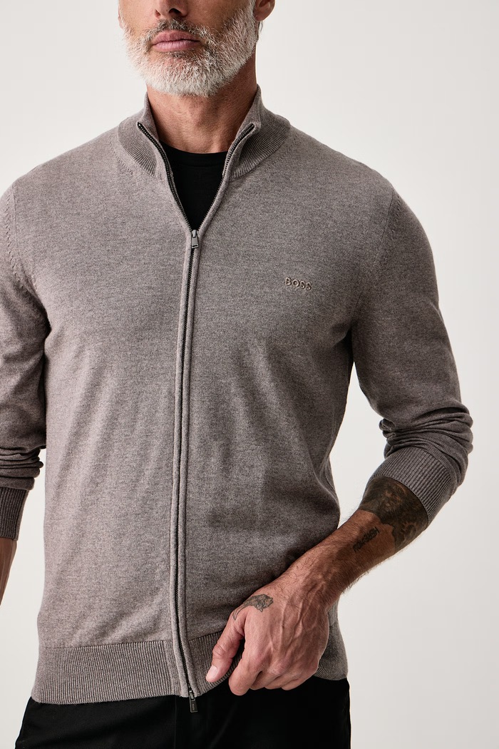 Sweter rozpinany męski wełniany H-Balonso-L BOSS 50571915 brązowy