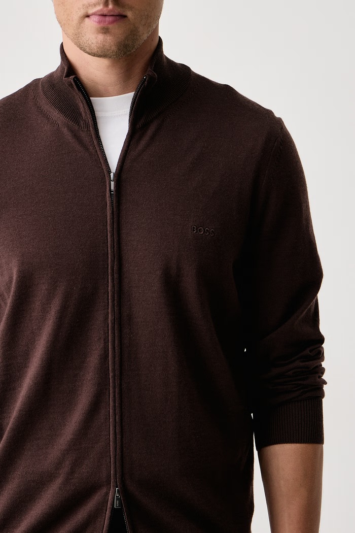 Sweter rozpinany męski wełniany H-Balonso-L BOSS 50571915 brązowy