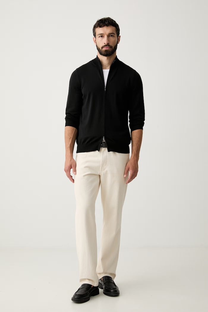 BOSS sveter na gombíky pánsky vlnený H-Balonso-L 50571915 čierna AW26