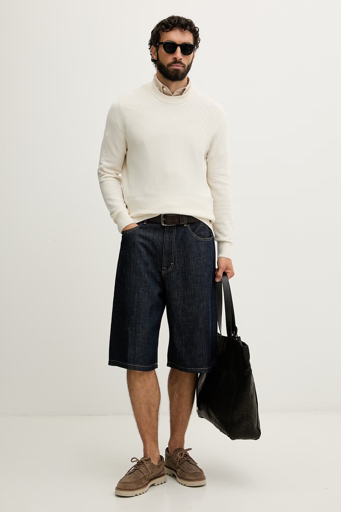 BOSS πουλόβερ ανδρικό βαμβακερό H-Lofranco 50565565 μπεζ AW26
