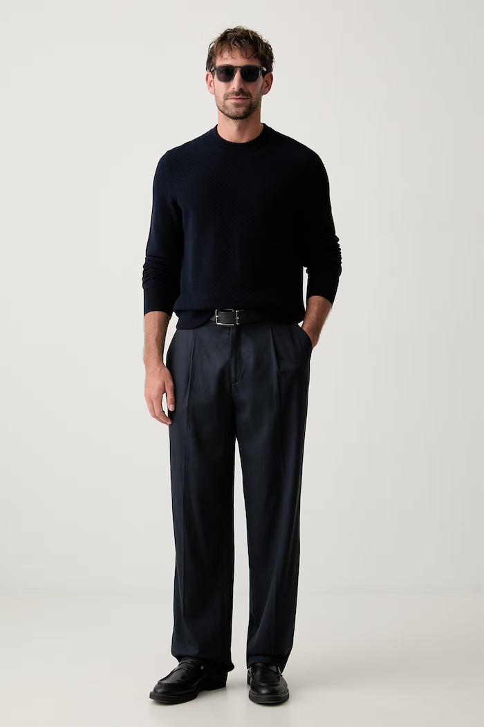 BOSS svetr pánský bavlněný H-Lofranco 50565565 námořnická modř AW26