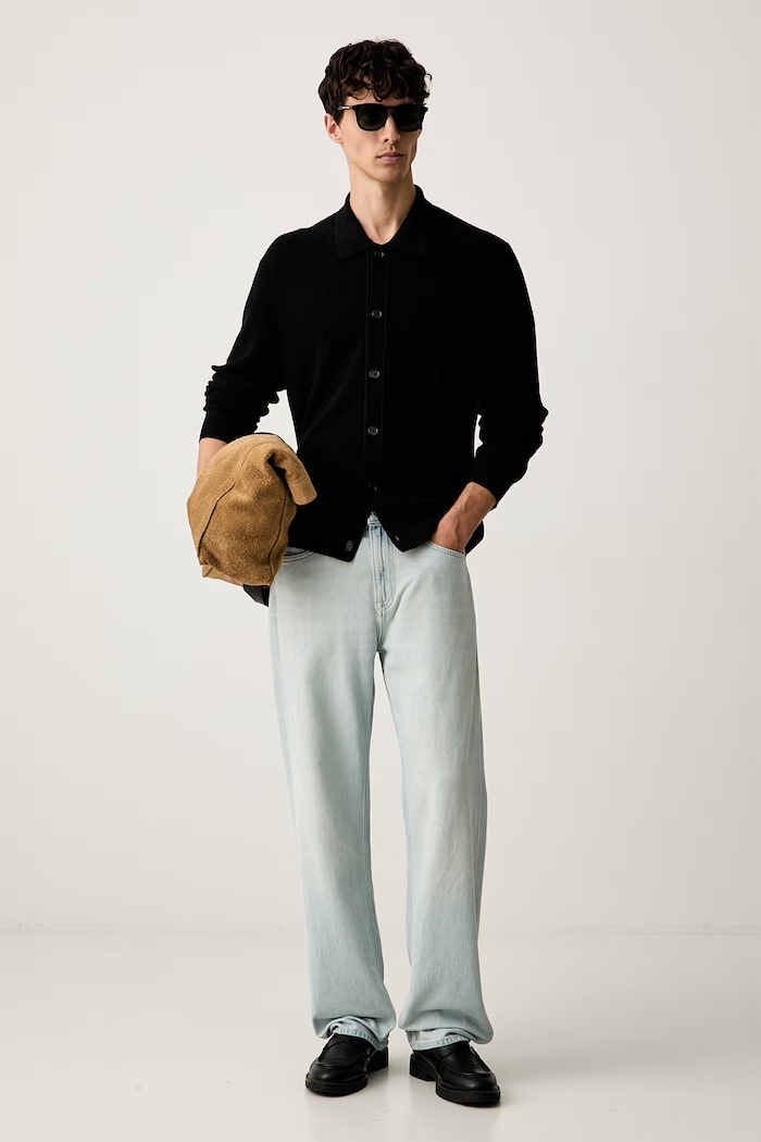 BOSS ζακέτα ανδρική με μαλλί C-Laconico 50565524 μαύρο AW26