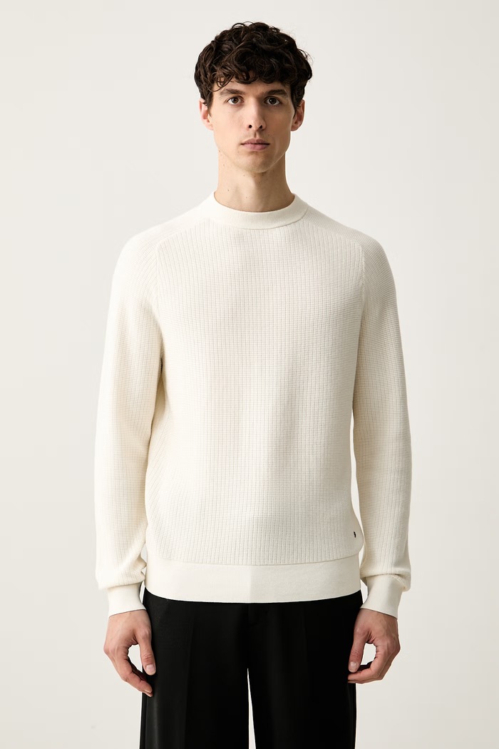 BOSS sweter męski z bawełną C-Lacerbo beżowy 50565523