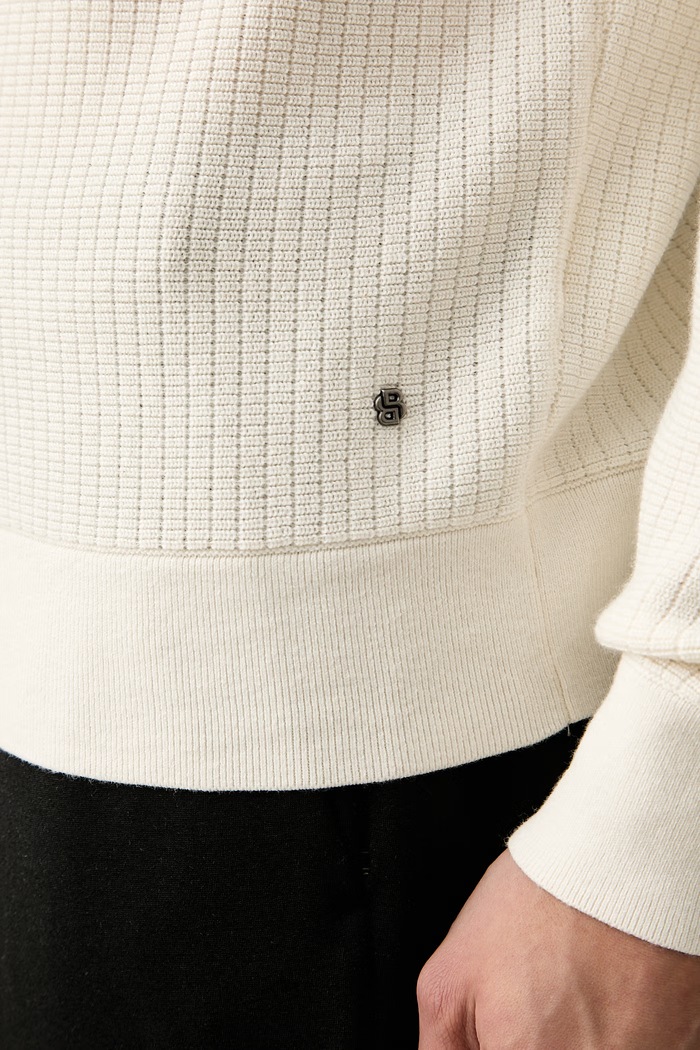 BOSS sweter męski z bawełną C-Lacerbo 50565523 beżowy