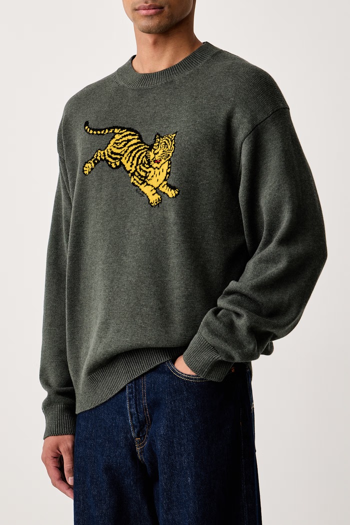 Sweter męski z wełną Kenzo FG65PU8243FN zielony