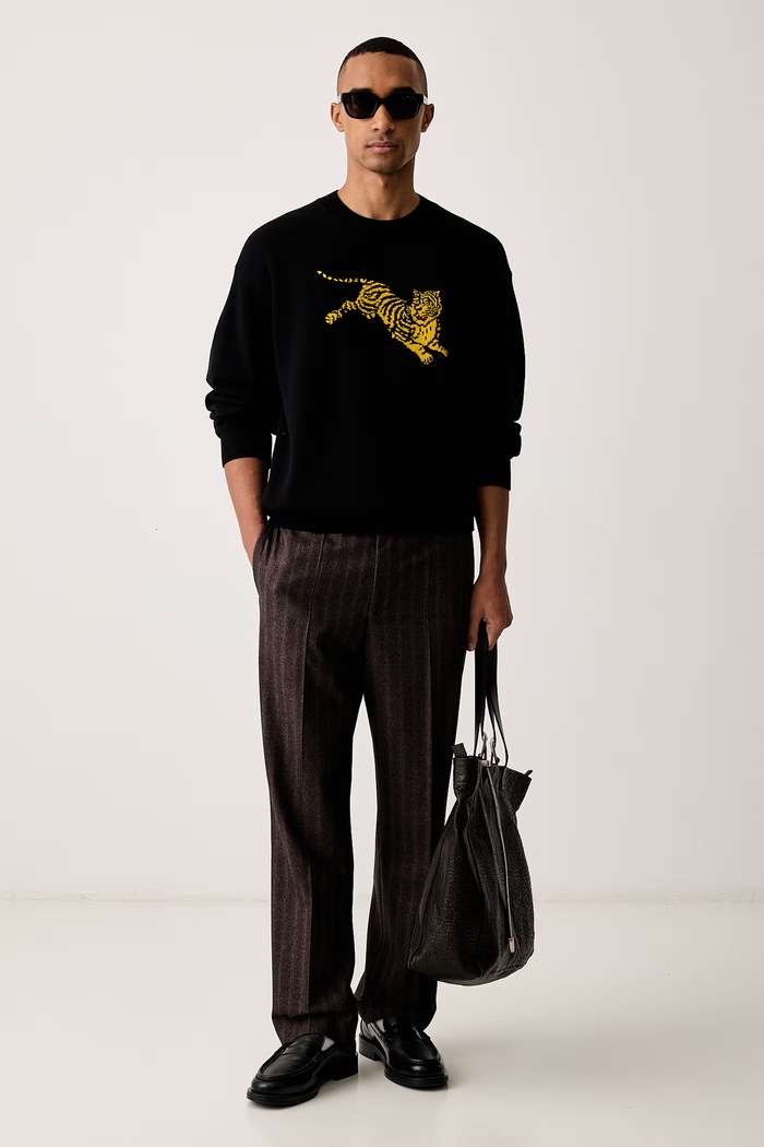Kenzo Sweter męski z wełną FG65PU8243FN czarny AW26