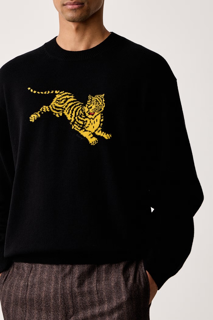 Sweter męski z wełną Kenzo FG65PU8243FN czarny
