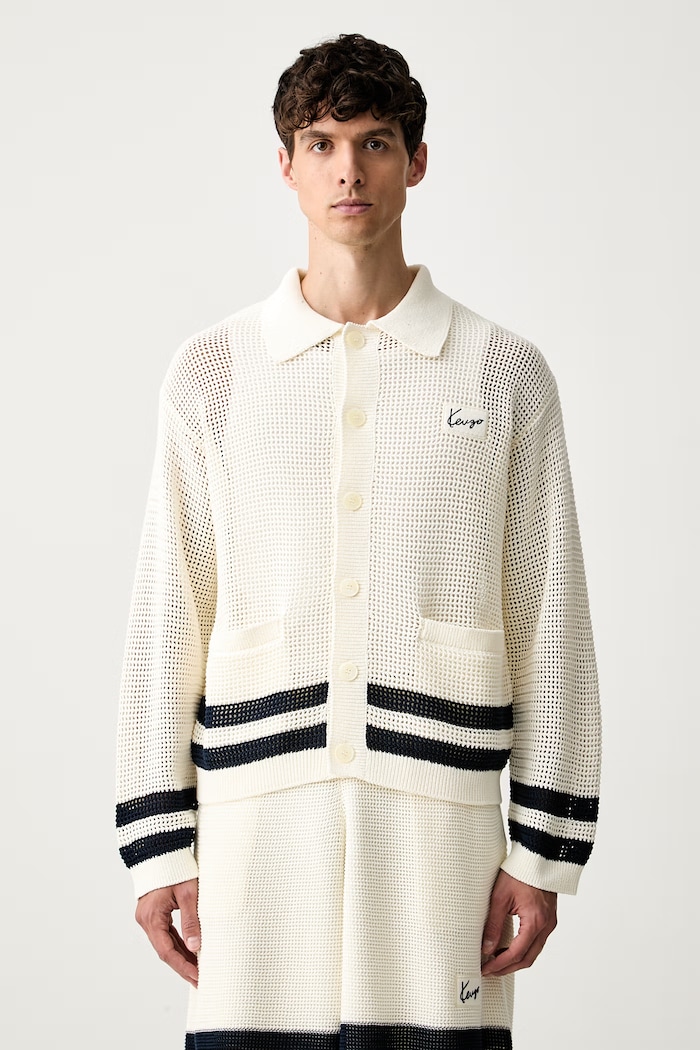 Kenzo kardigan męski z bawełną beżowy FG65CA8063EG