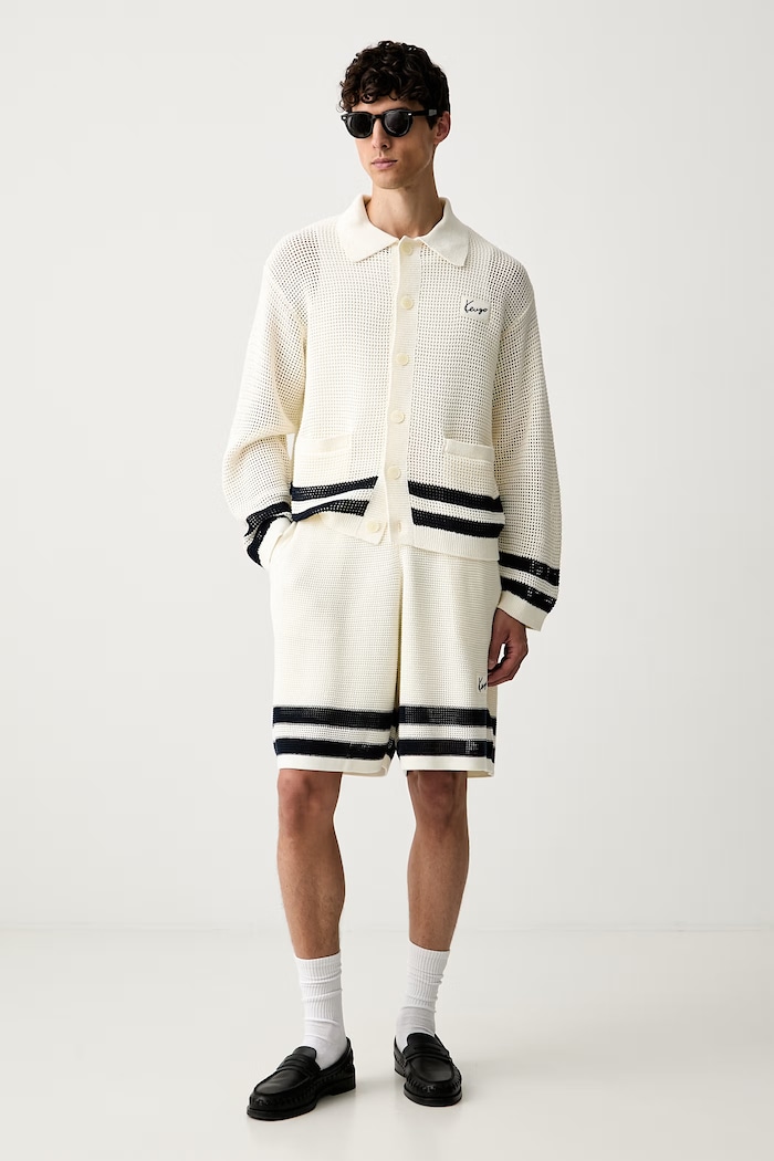 Kenzo kardigan męski z bawełną FG65CA8063EG beżowy AW26